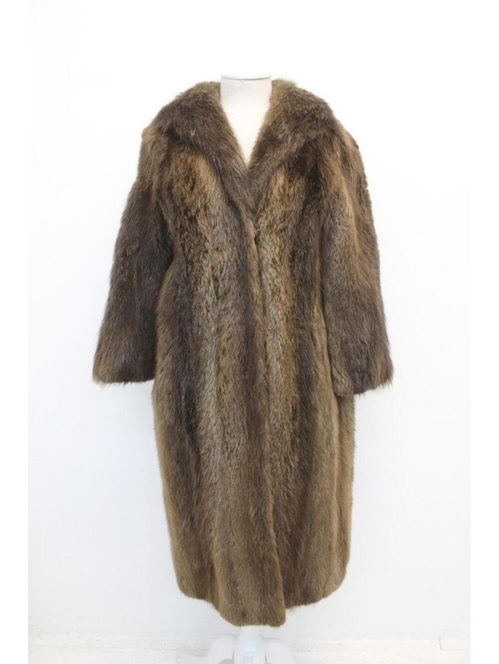 Scrap Item: Brown Long Haired Beaver Fur Coat Jacket Size N/A